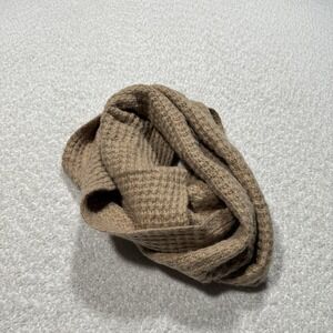 J Crew Womens Infinity Scarf Wool Cashmere Blend Waffle Knit Camel Tan ONE SIZE